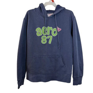 Aeropostale Girls Hoodie Medium Butterfly Logo Graphic Long Sleeve Pullover Top